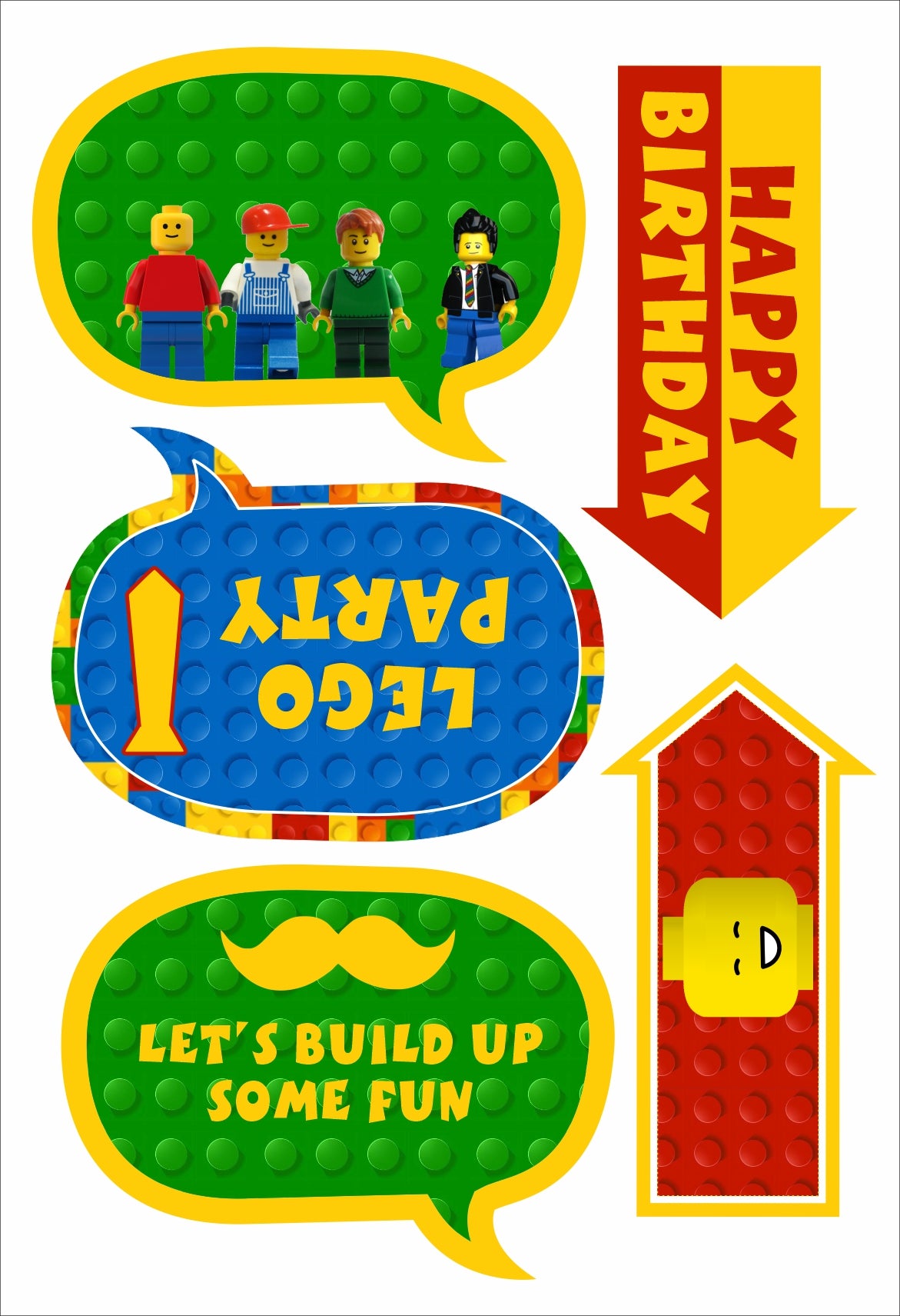 Lego Theme Birthday Party Photo Booth Props Kit