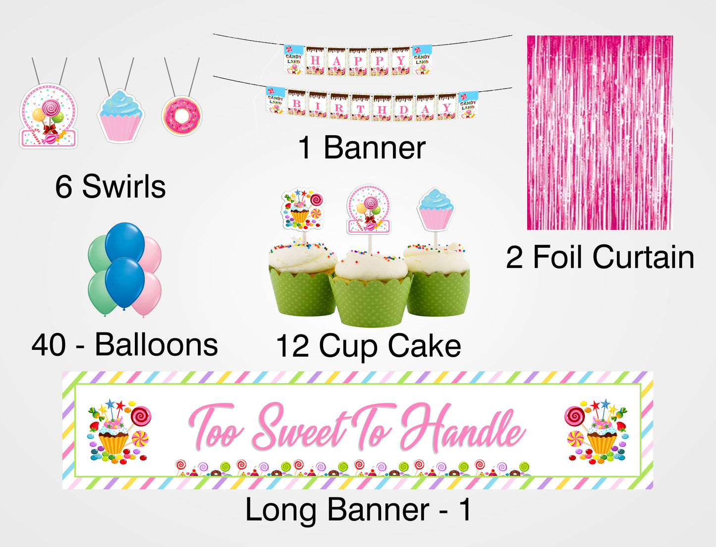 Candyland Theme Birthday Party Decoration Kit