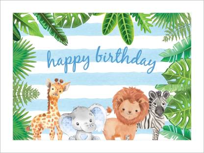 Personalize Jungle Birthday Backdrop Banner