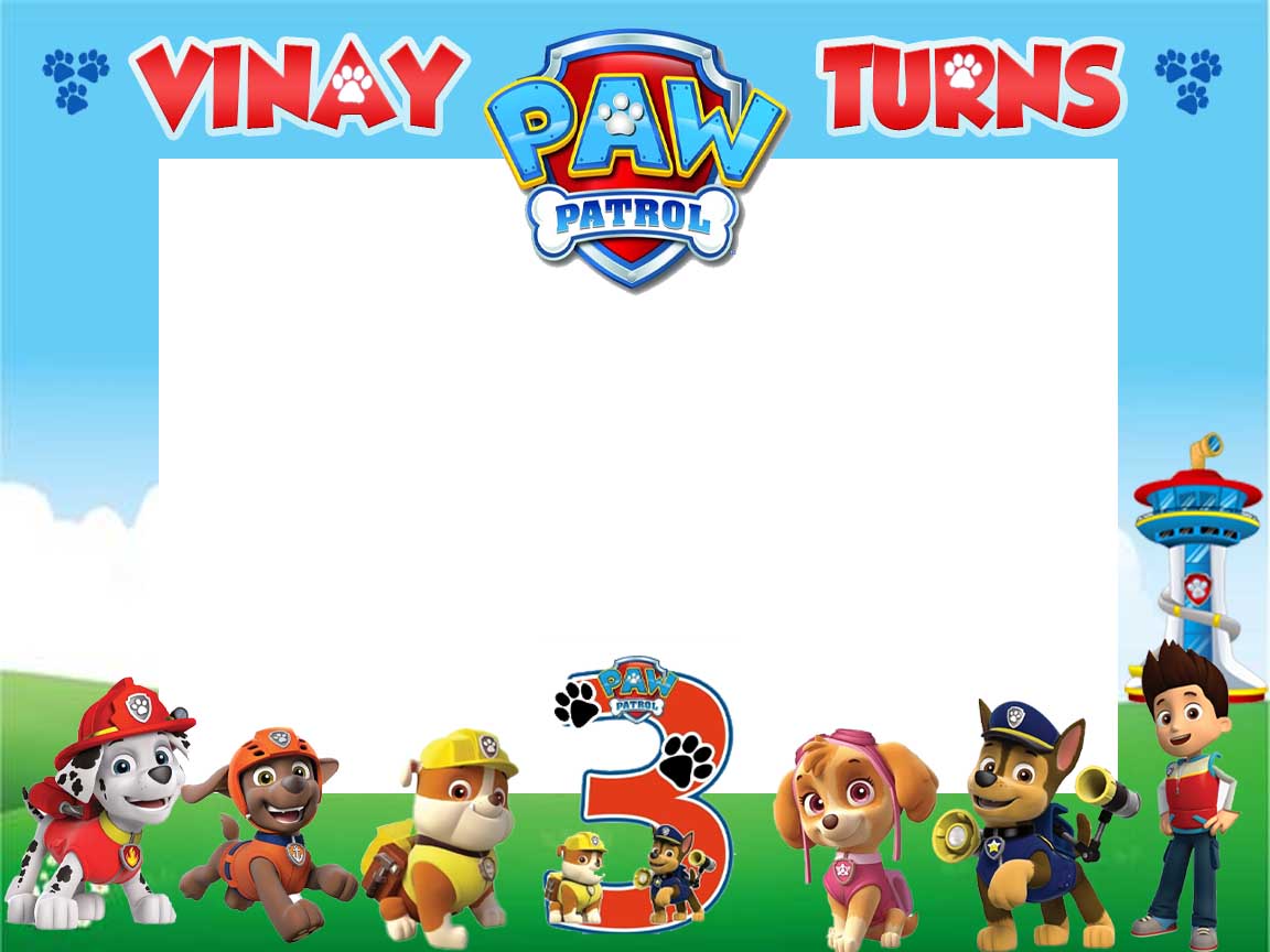 Paw Patrol Theme Birthday Party Selfie Photo Booth Frame