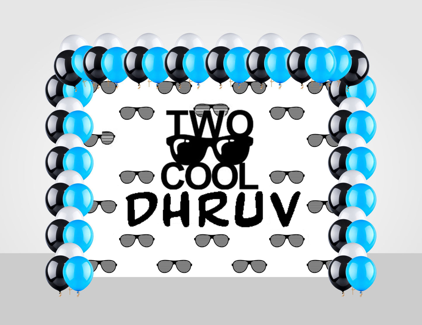Two Cool Theme Birthday Party Decoration Kit with Backdrop & Balloons