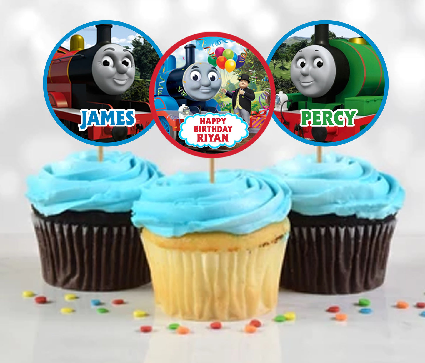 Thomas & Friends Theme Birthday Party Cupcake Toppers