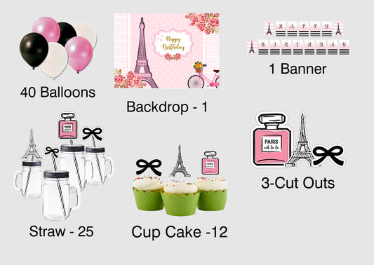 Oh La La Paris Theme Birthday Party Decoration Kit