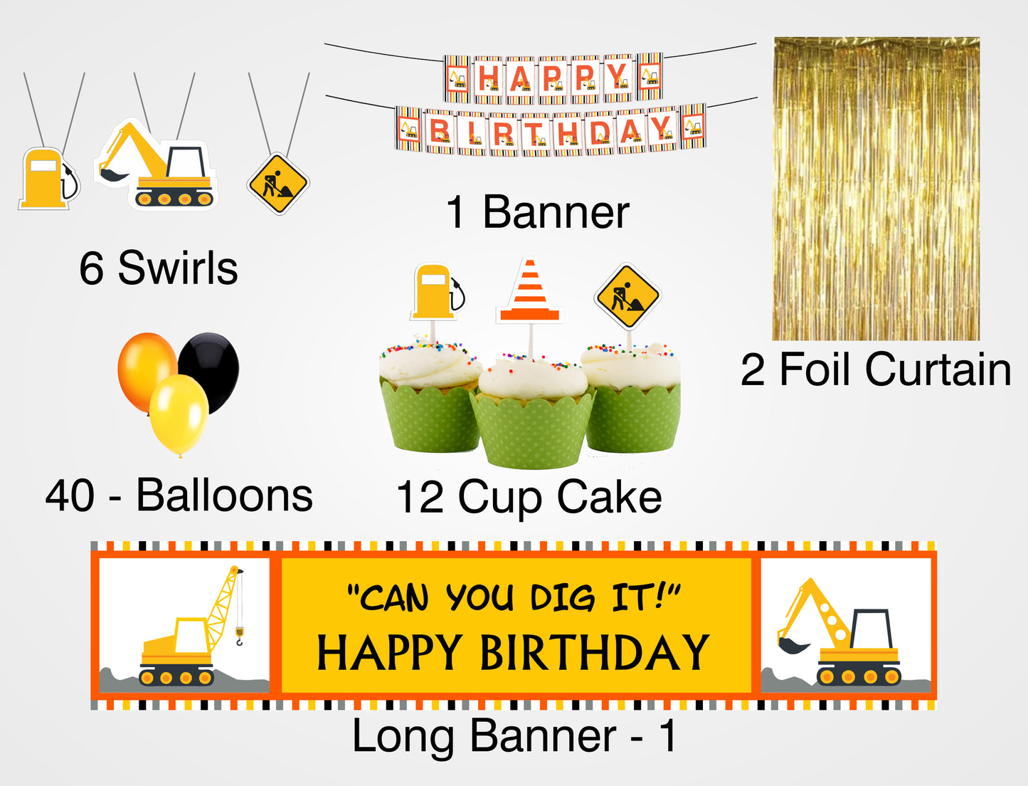 Construction Birthday Party Decoration Kit