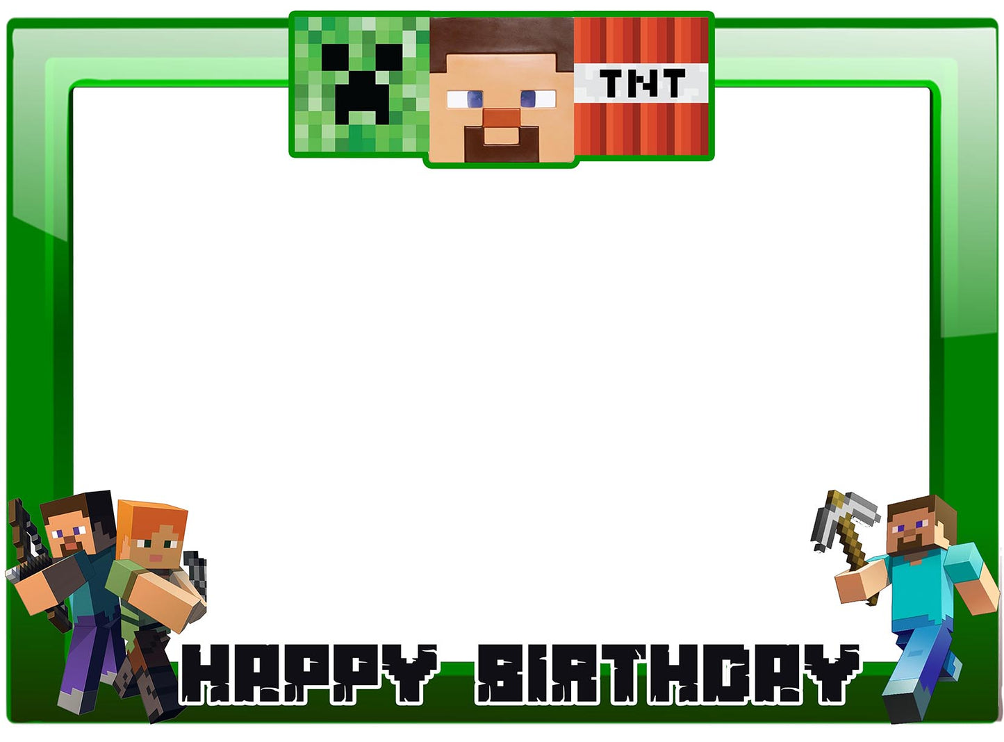 Minecraft Theme Birthday Party Selfie Photo Booth Frame