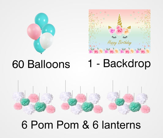 Unicorn Theme Birthday Party Complete Decoration Kit