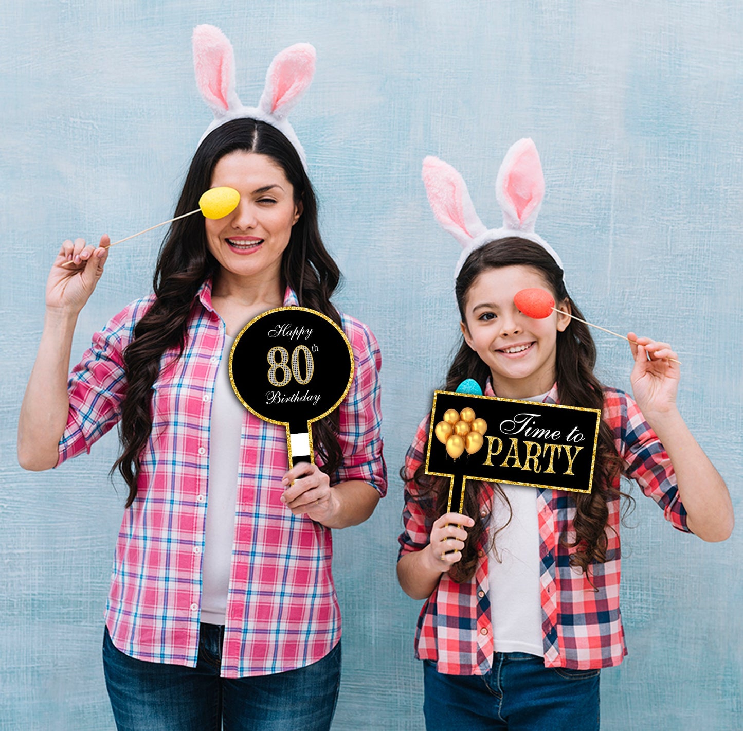 80Th Milestone Party Selfie Photo Booth Picture Frame And Props - Printed On Sturdy Material