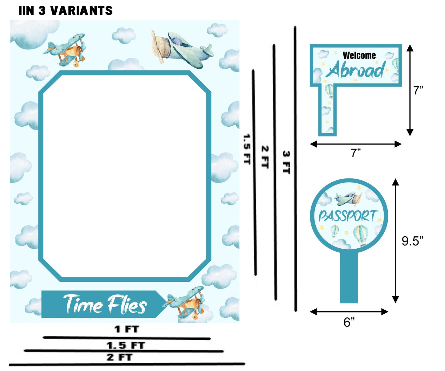 Theme Birthday Party Selfie Photo Booth Frame & Props