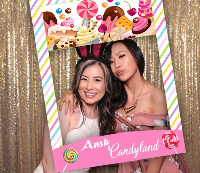 Candy Land Theme Birthday Party Selfie Photo Booth Frame & Props