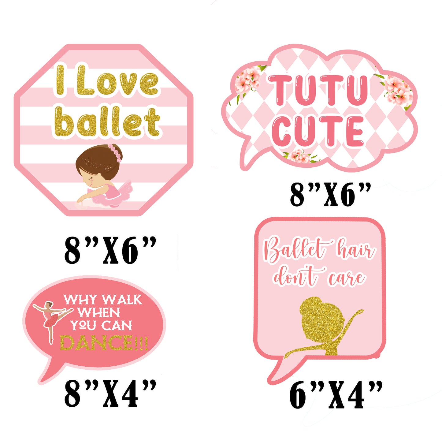Ballerina Theme Birthday Party Photo Booth Props Kit