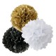 White Golden And Black Pom Pom Flower Decoration -Anniversary Parties & Milestone Birthday