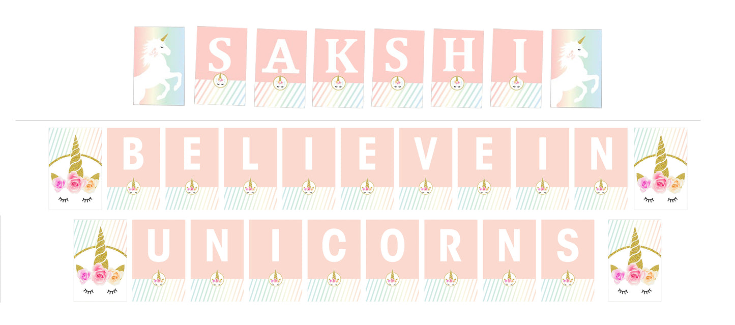 Unicorn Theme Birthday Party Banner for Decoration
