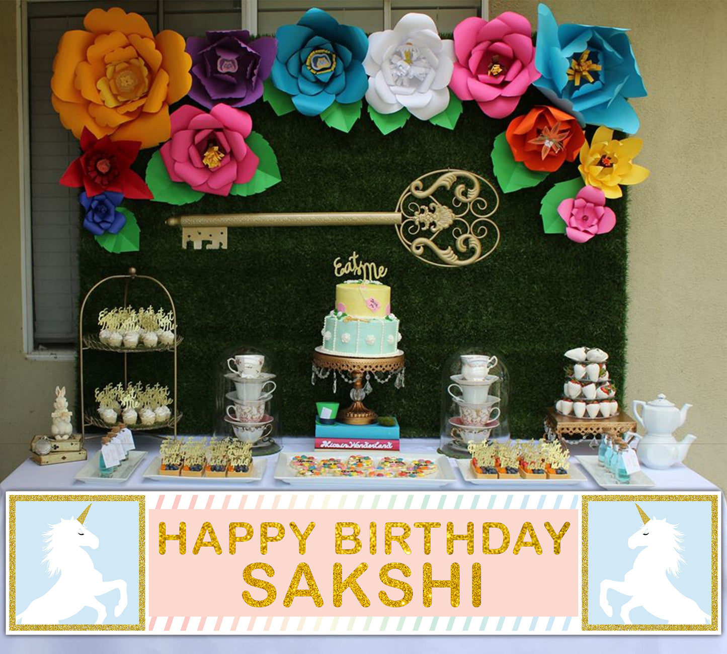 Unicorn Theme Birthday Party Long Banner for Decoration
