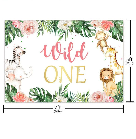 Personalize Jungle Birthday Backdrop Banner