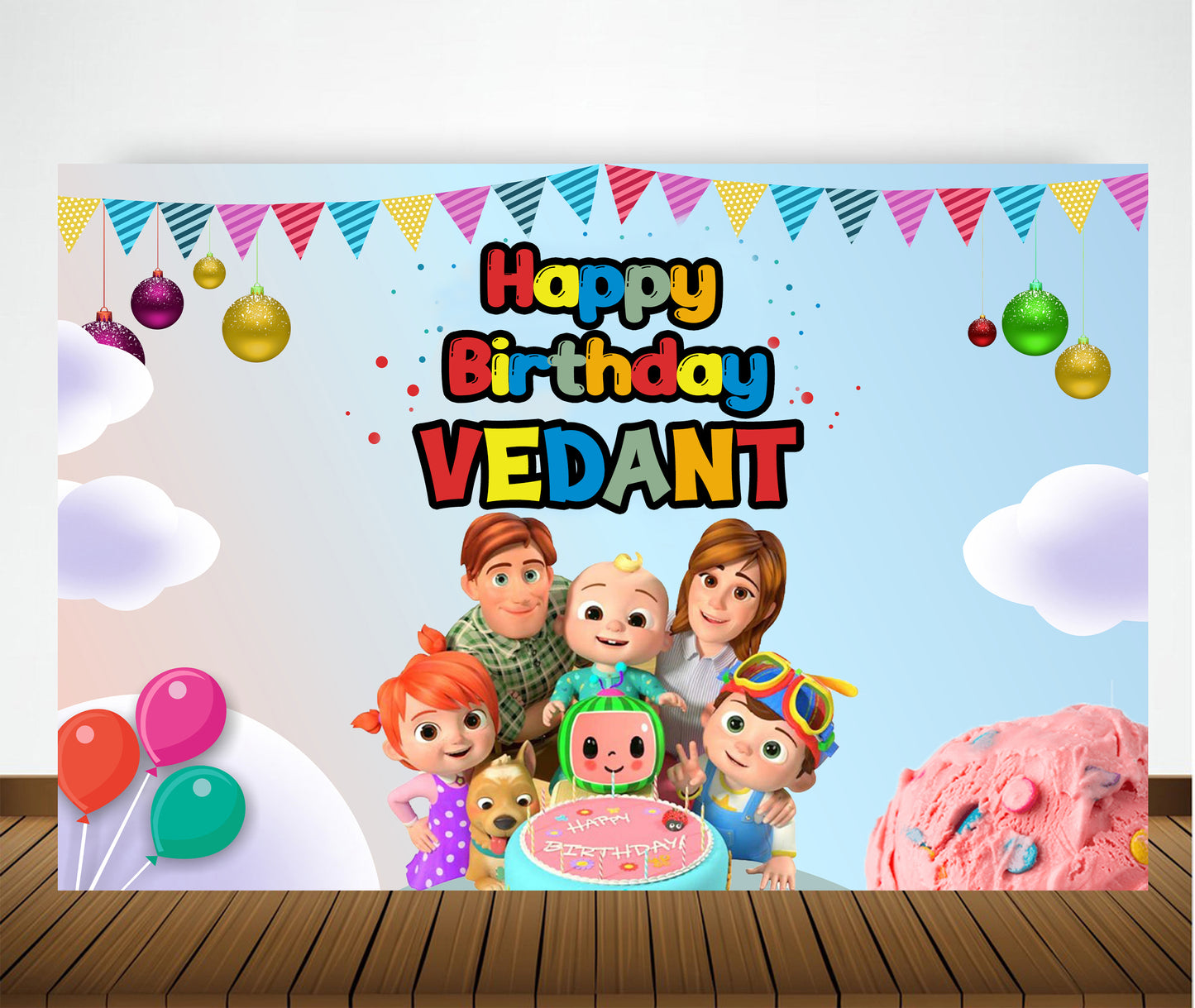 Cocomelon Theme Birthday Party Backdrop
