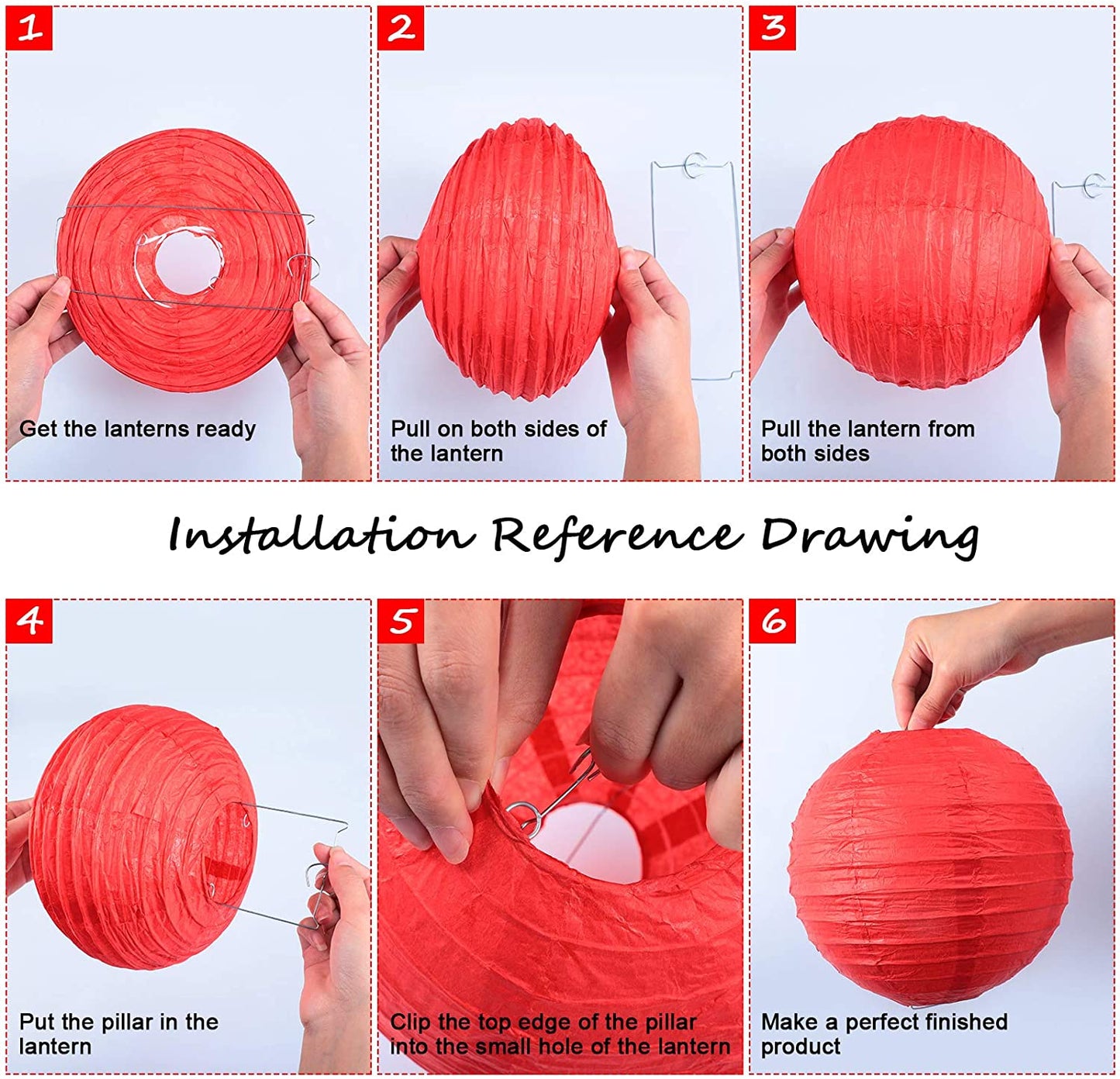 Red, Black And White Paper Lanterns -12"Inch Great For Casino Parties, Micky Mouse Birthday Parties