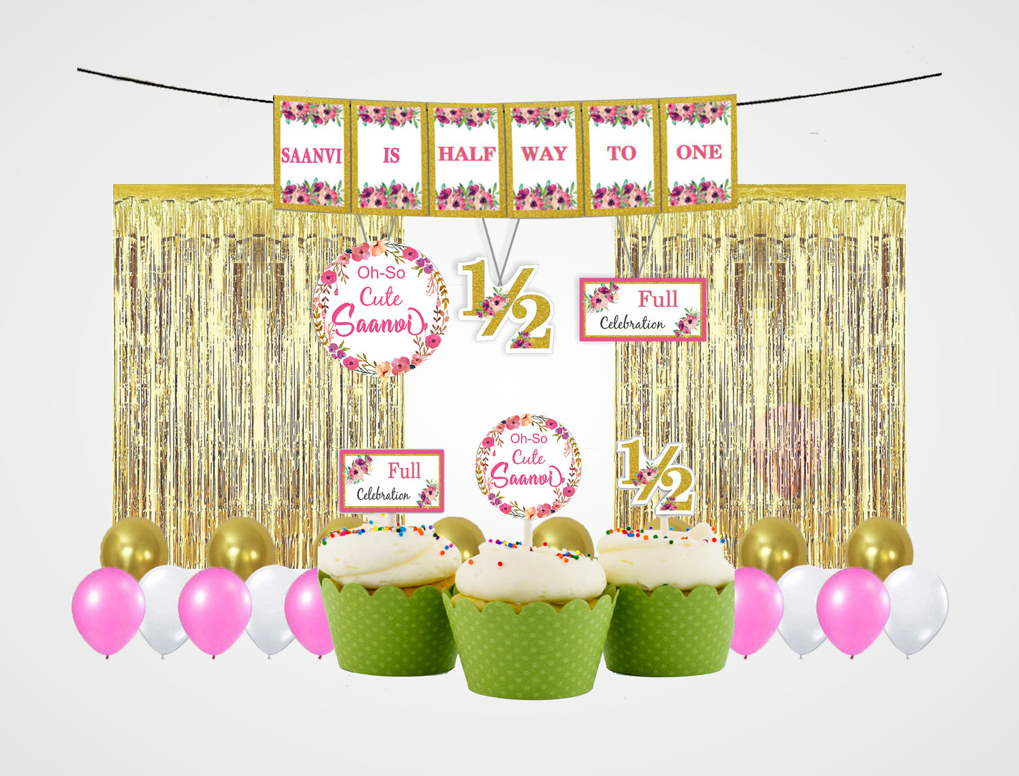 Half Birthday Girls Party Decoration Kit