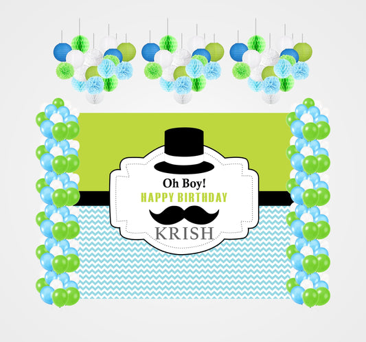 Little Man Theme Birthday Party Complete Decoration Kit