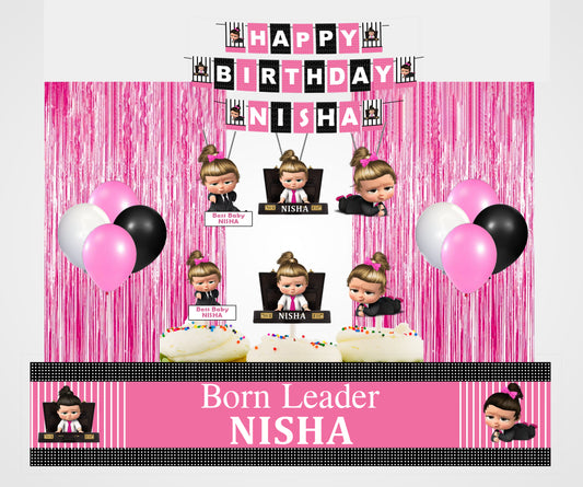 Boss Baby Girl Theme Birthday Party Decoration Kit