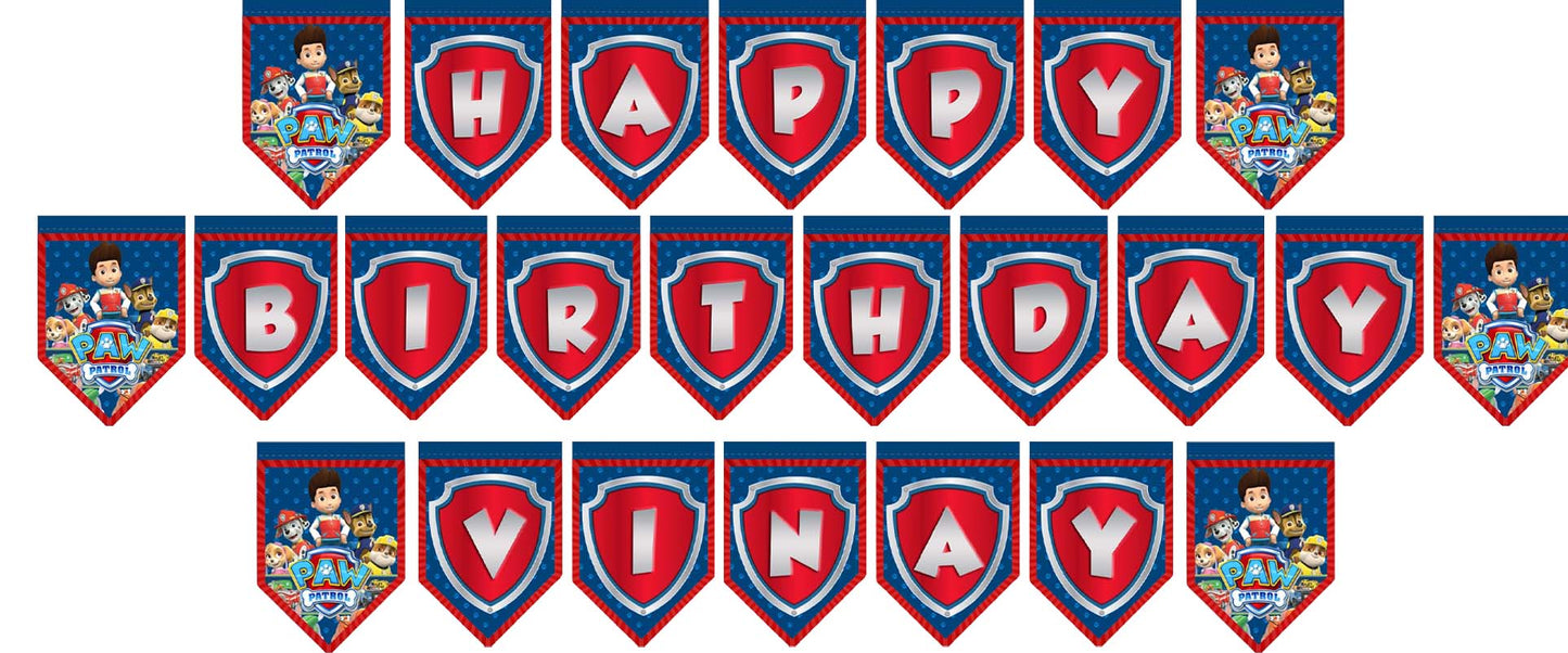 Paw Patrol Theme Birthday Party Banner for Decoration