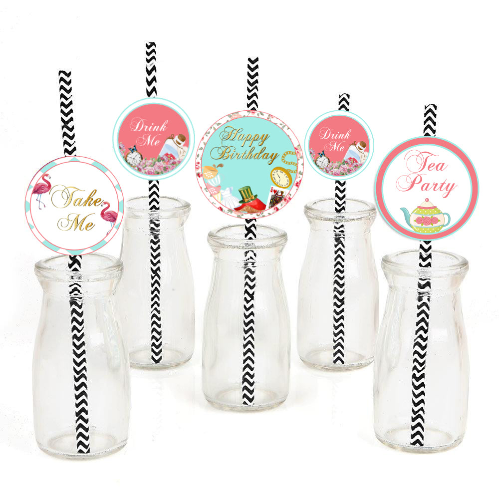 Alice Tea Party Theme Birthday Party Paper Decorative Straws