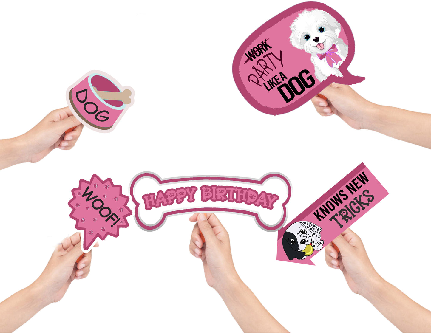 Dog Theme Birthday Party Photo Booth Props Kit