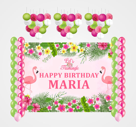 Flamingo Theme Birthday Party Complete Decoration Kit