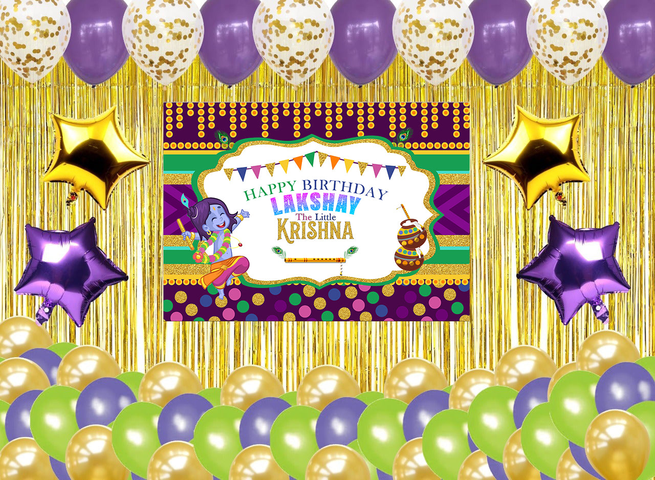 Krishna Theme Complete Decoration Kit with Backdrop