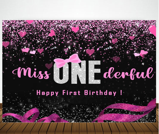 One is Fun First Birthday Party Backdrop For Girls
