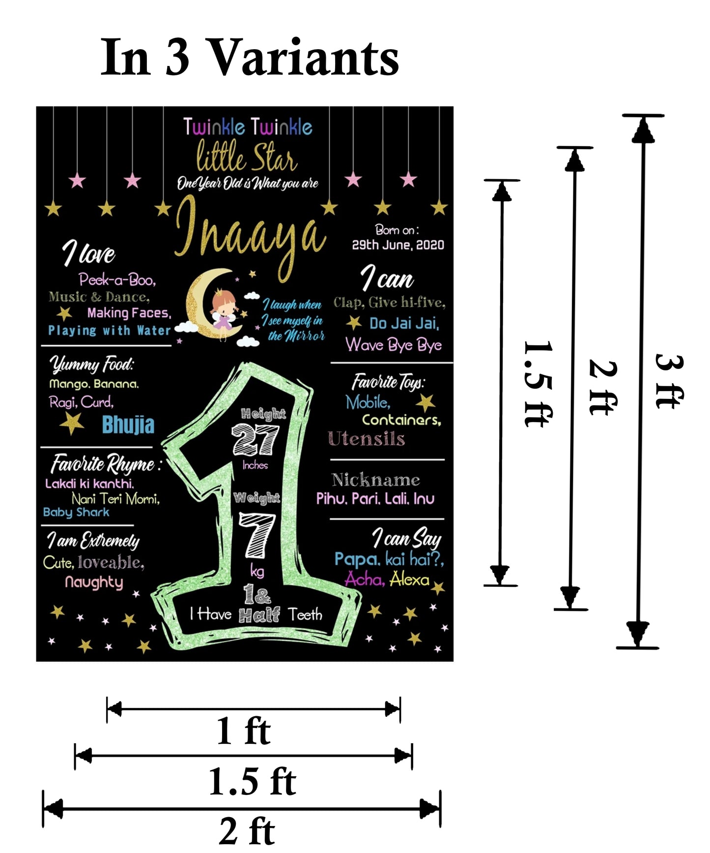 Twinkle Twinkle Little Star Theme Customized Chalkboard/Milestone Board for Kids Birthday Party