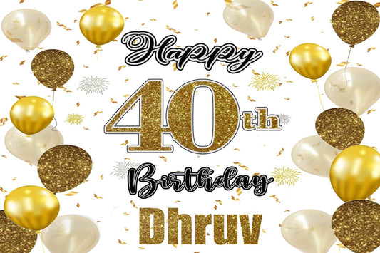 Personalize 40th Birthday Black Party Backdrop Banner