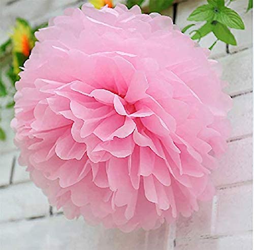 Pink ,Green And Purple Tissue Paper Pom Poms And Paper Lanterns -Birthday Party Decorations