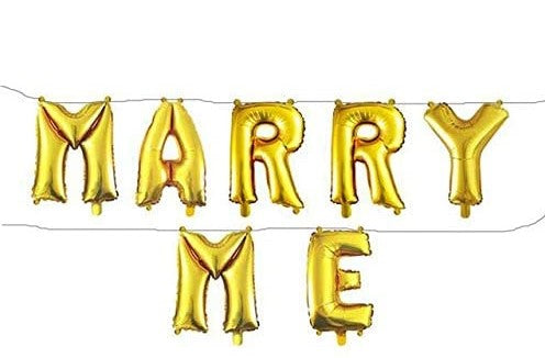 16 Inch Marry Me  Gold Letter Foil Balloon -Valentine Day ,Propose Day Decorations