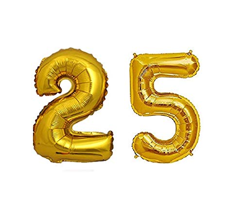 25th Anniversary Gold Foil Letters Balloons combo kit