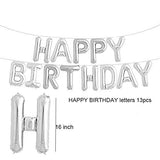 Silver And Black Birthday Decoration Combo"- Foil Balloons , Latex Balloons, Metallic Tinsel Foil Fringe Curtains