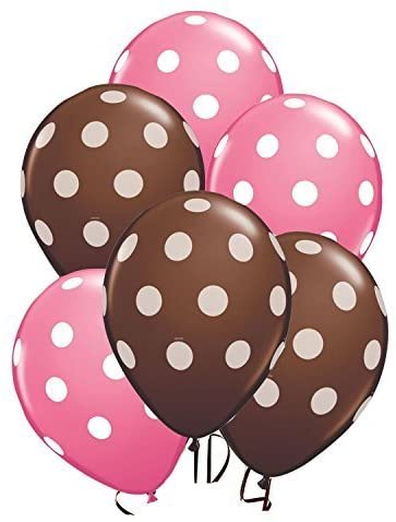 Pink And Brown Polka Dot Party Balloons-Birthday Parties,Cute Teddy Party