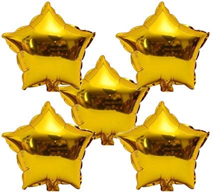 King Crown Foil Party Balloon And Stars Black +Gold -Set Of 5