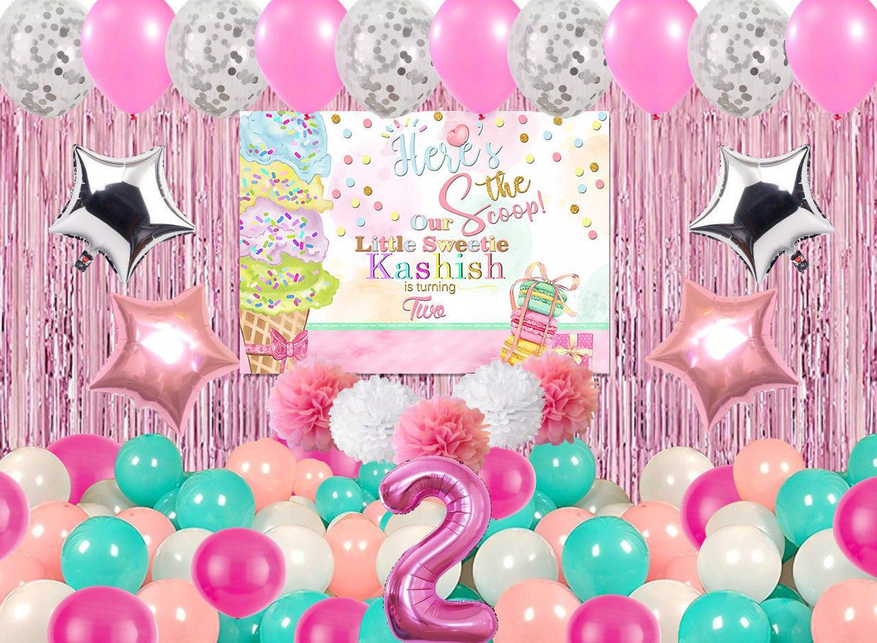 Two Sweet Theme Birthday Party Complete Decoration Kit