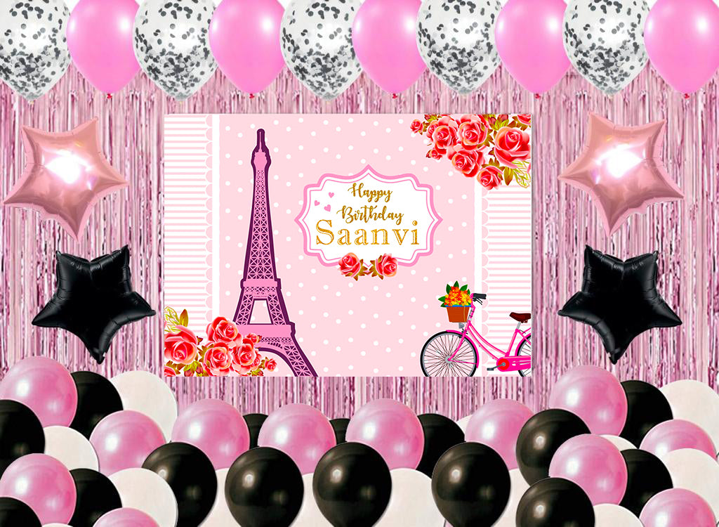 Oh La La Paris Theme Birthday Complete Party Kit with Backdrop & Decorations