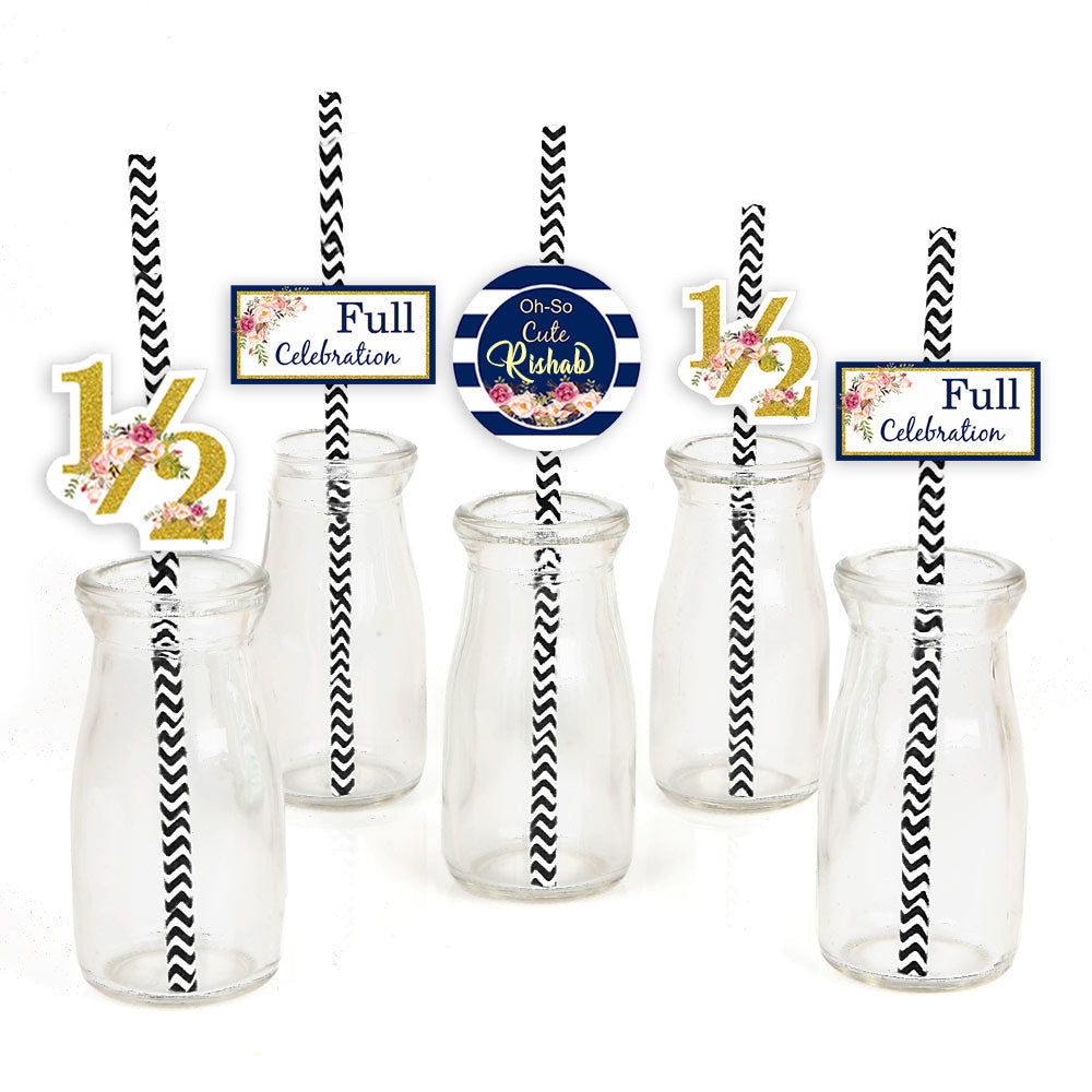 Half Birthday Party Paper Decorative Straws