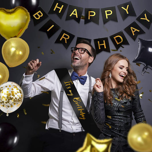 30th Birthday Black and Gold Decoration Combo