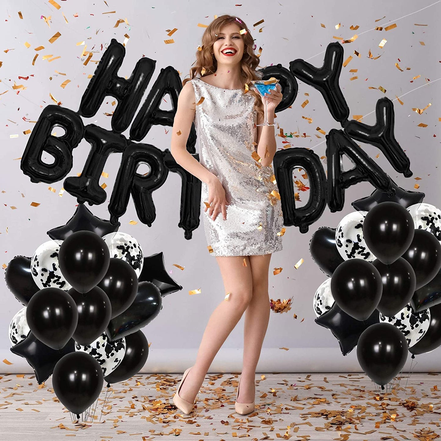 Black Party Decoration Bunting for Birthday