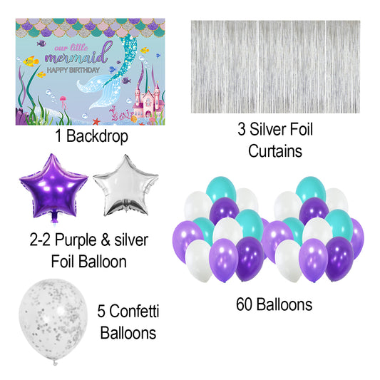 Mermaid Theme Birthday Party Complete Party Set for Girls