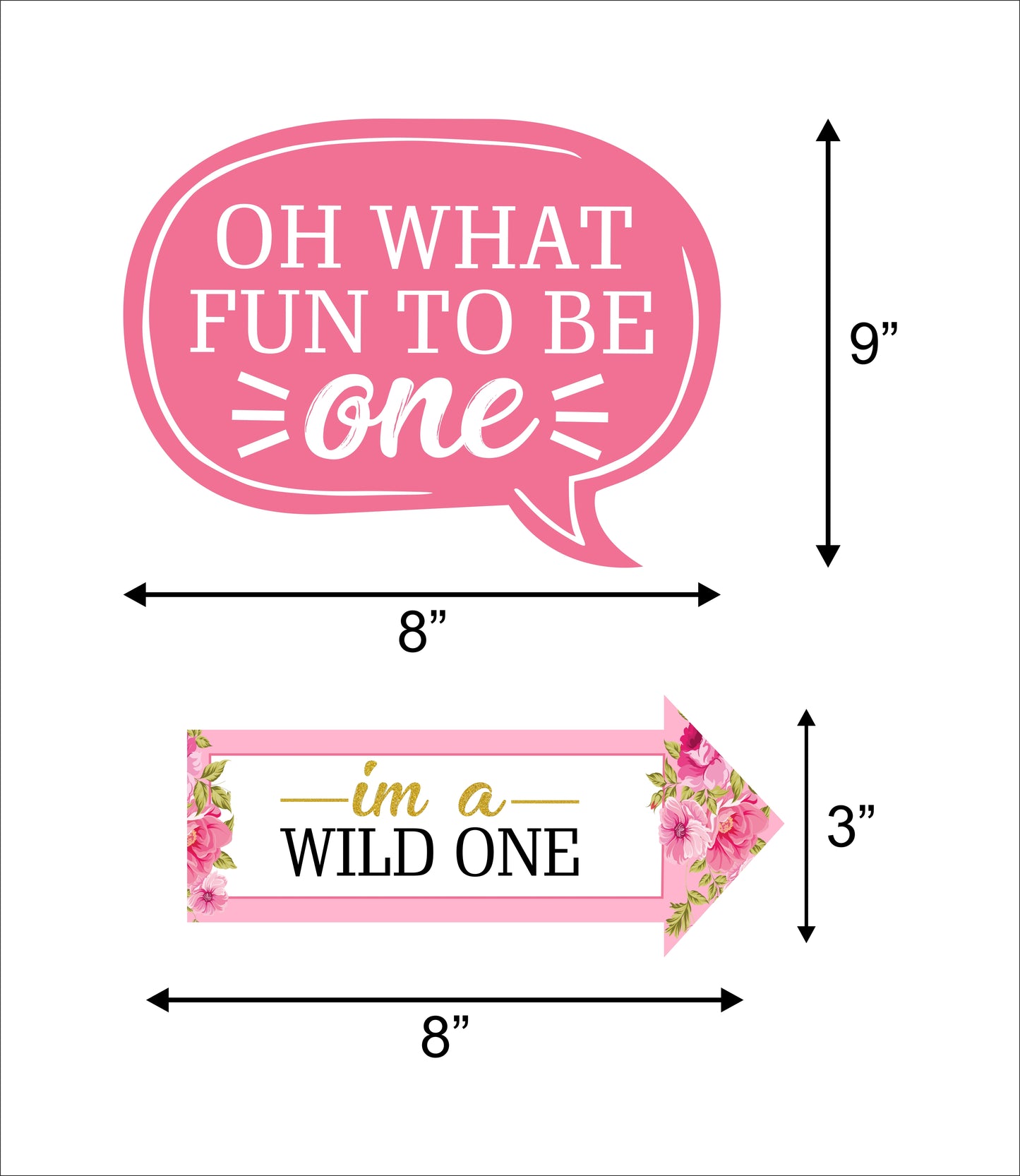 One is Fun First Birthday Party Photo Booth Props Kit