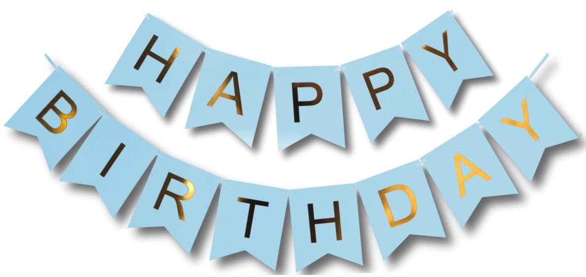 Happy Birthday Party Decorations Banners (Blue), Matching Blue And Gold Confetti Balloons