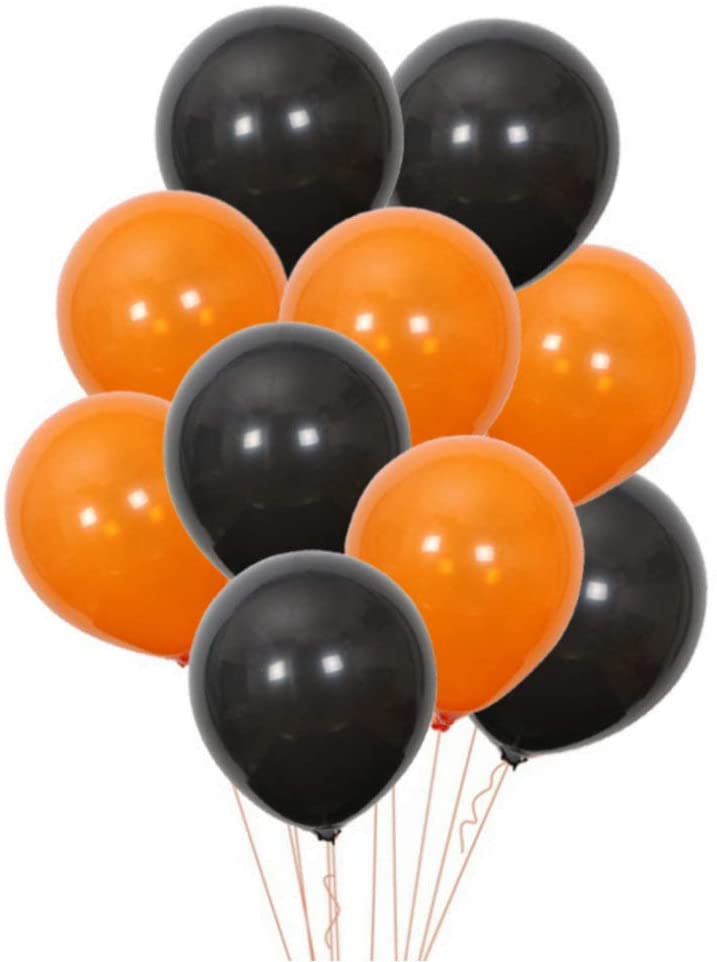 Black And Orange Latex Balloon For Birthday Parties, Halloween Decorations Etc.