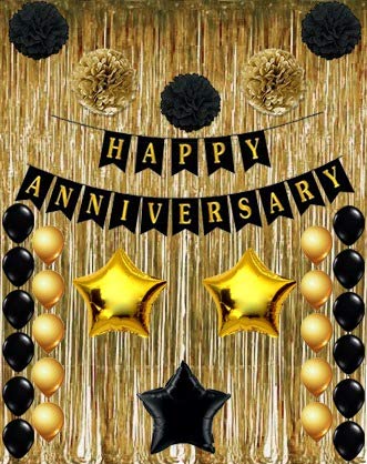 Black And Gold Anniversary Combo Kit For Decorations