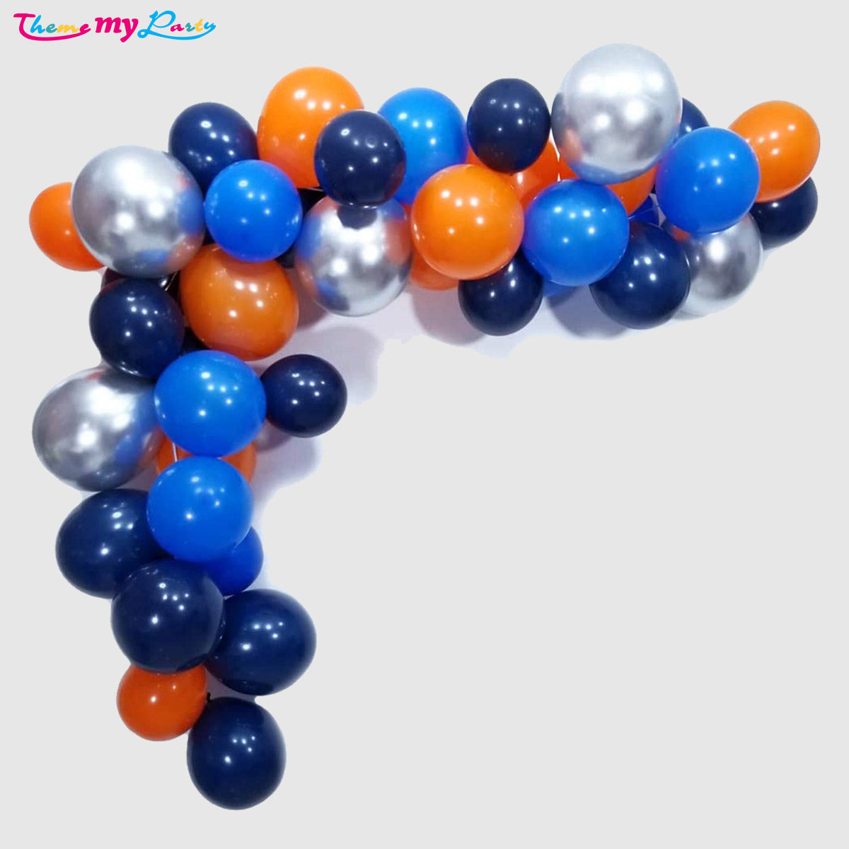 Blue Silver and Orange Balloons Party Arch Kit