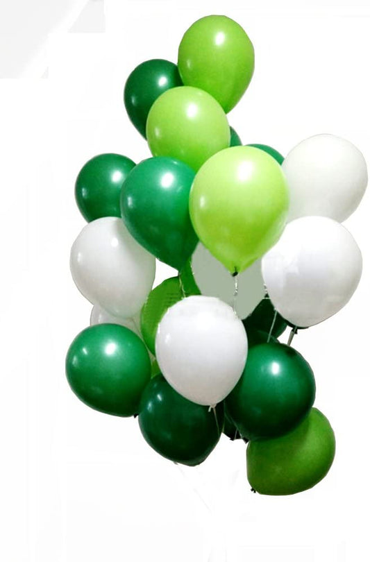 Metallic White ,Light Green And Dark Green Latex Balloon For Birthday Parties