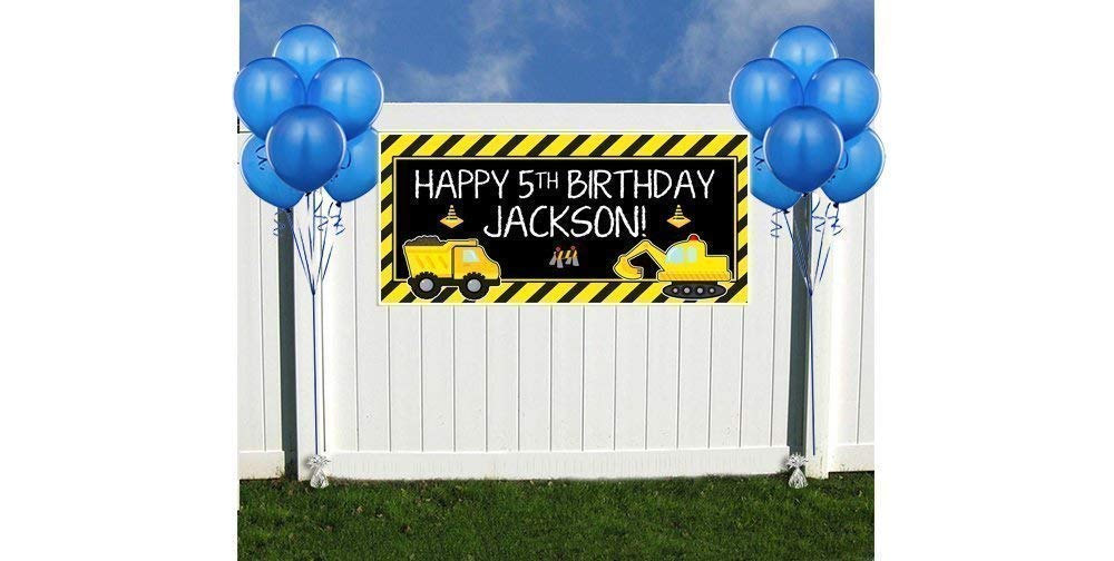 Personalized Construction Birthday Photo Party Backdrop
